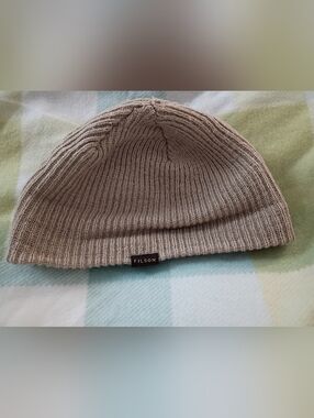 Filson Wool Taupe Ribbed Knit Beanie